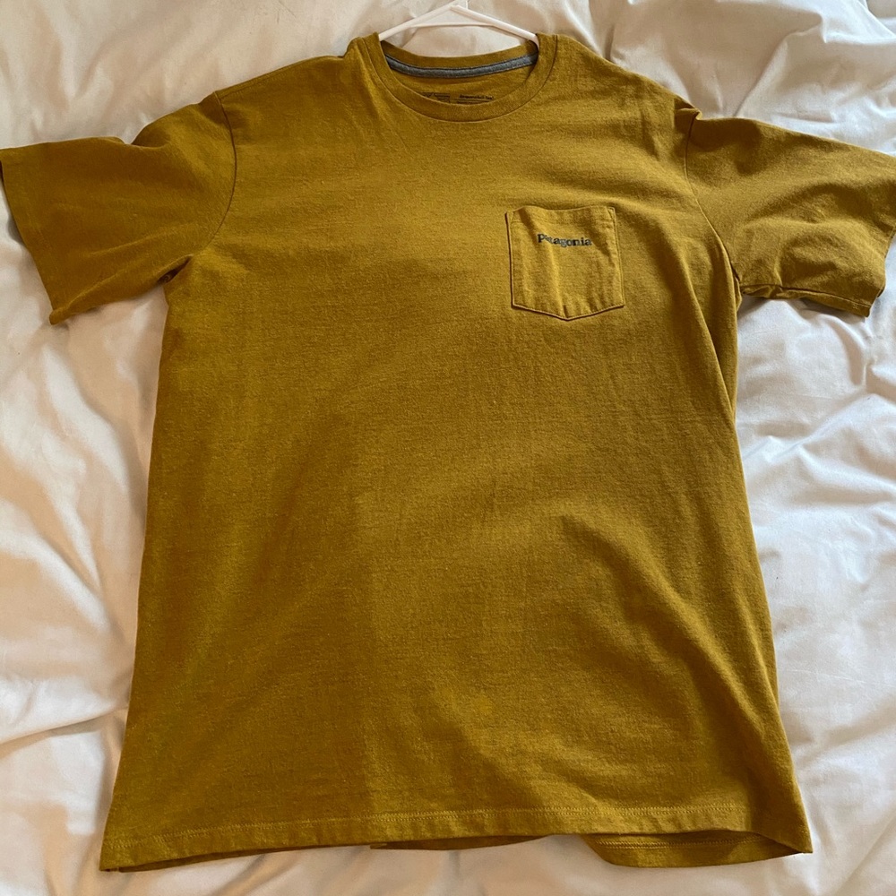 Mustard Patagonia pocket tee